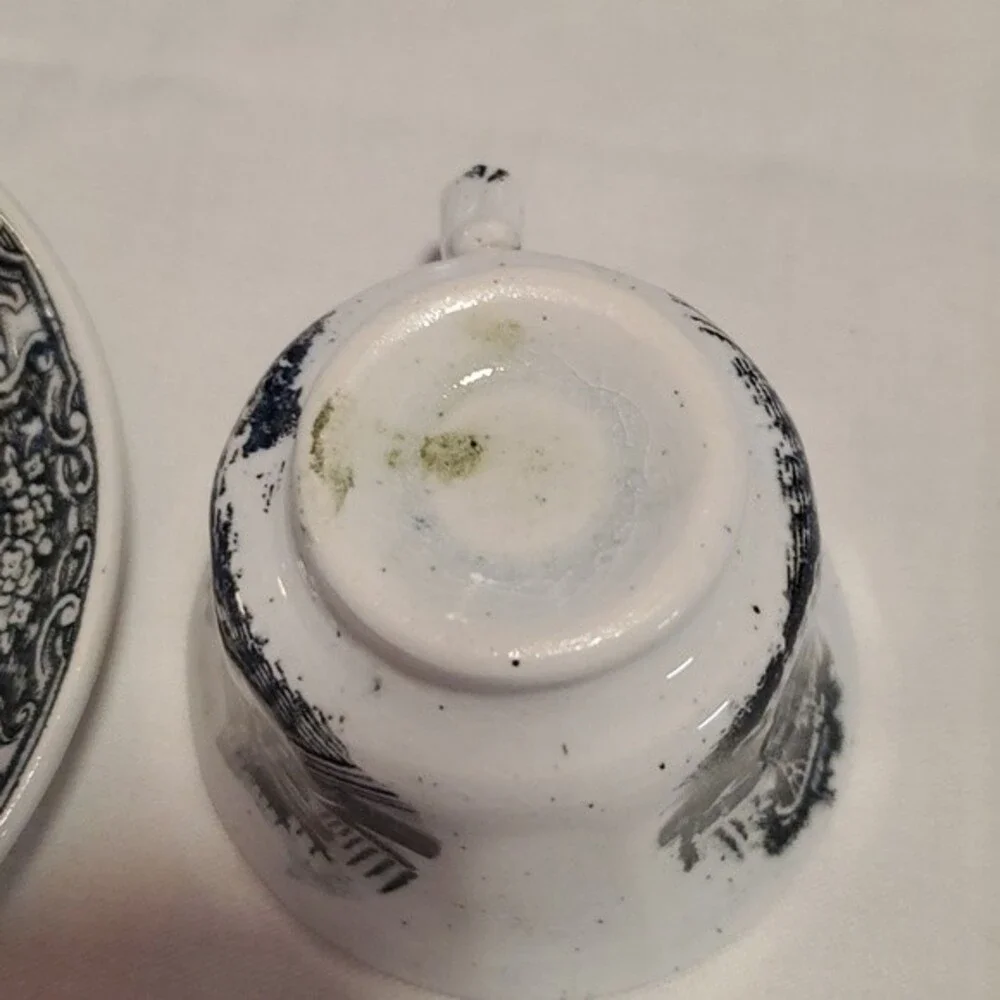 VTG La Cartuja de Sevilla “Vistas” Cup Saucer – Rare Black Transferware  Spain